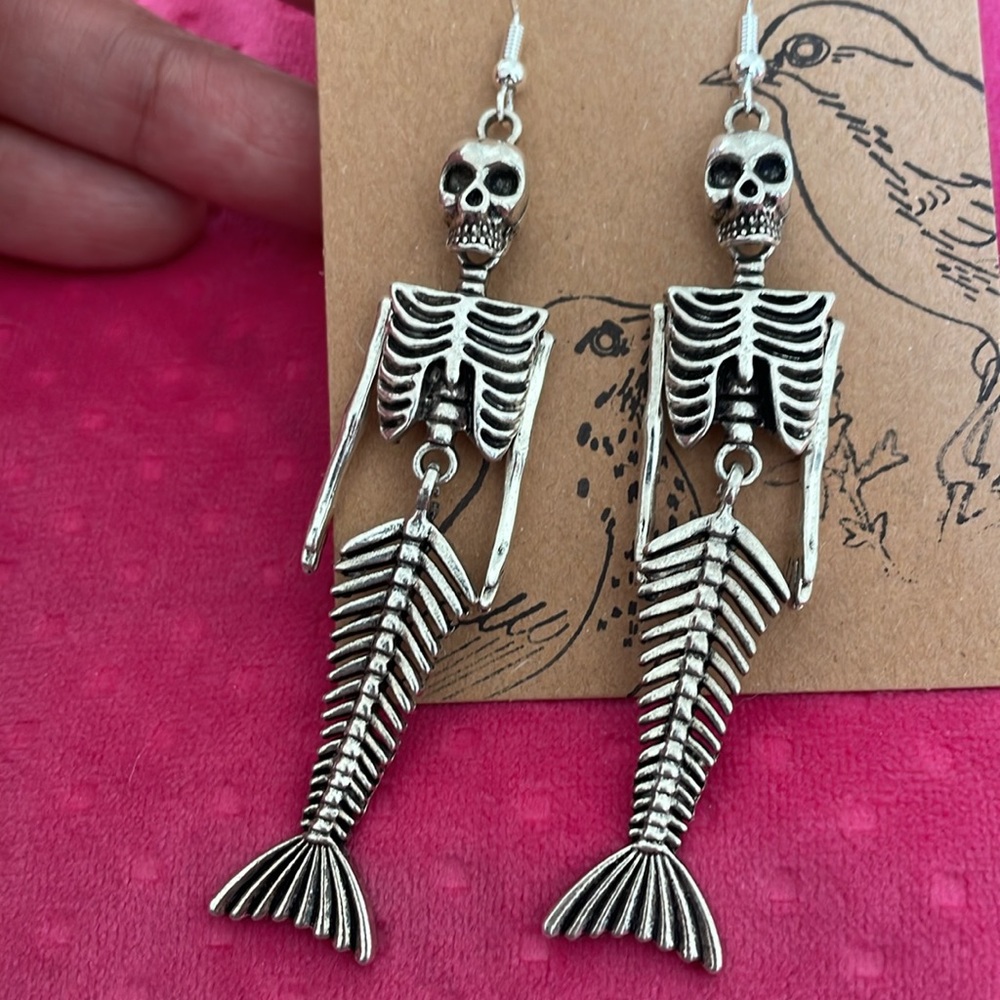 Mermaid skeleton earrings